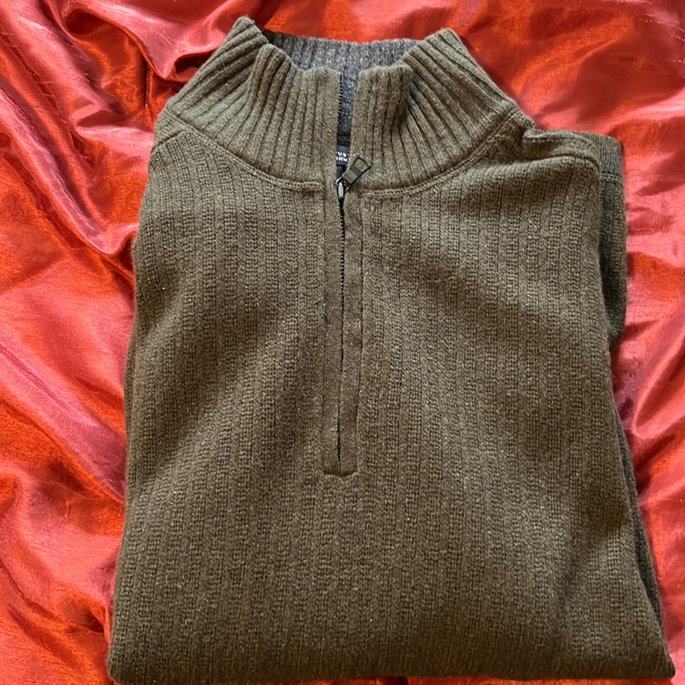 Mens Banana Republic lambswool half zip cashmere sweater